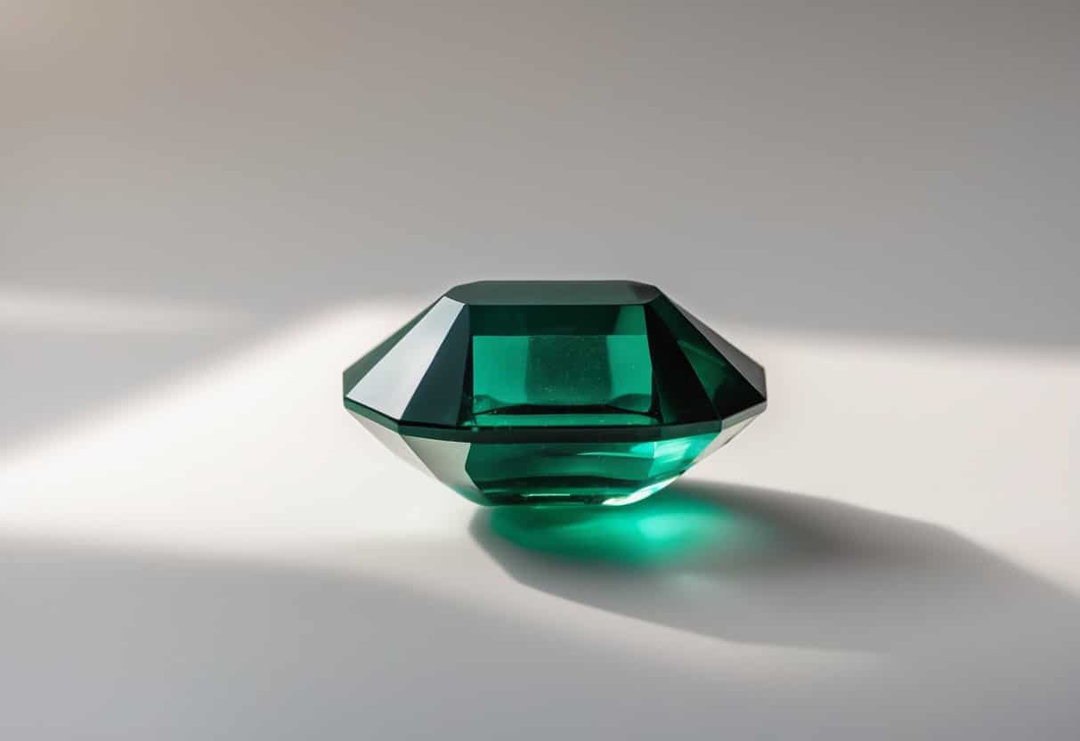 Objeto elegante começando com a letra E sobre fundo neutro.