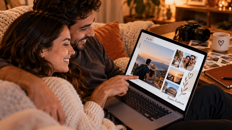Como montar um álbum digital de casal com história e identidade visual
